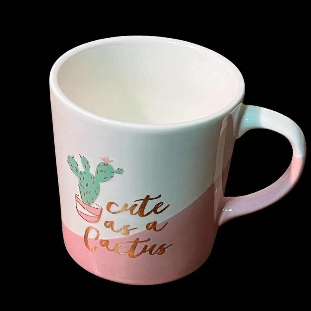 “Cute as a Cactus” Coffee Mug - Pink, White & Gold